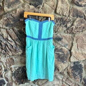 Xhilaration Strapless Dress in Aqua and Blue